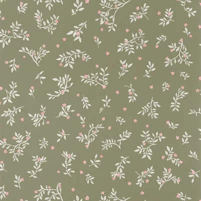 Caselio Romanitkus apró virágos keki zöld vinyl tapéta Callisto Kaki Rose 53 cm X 10 m