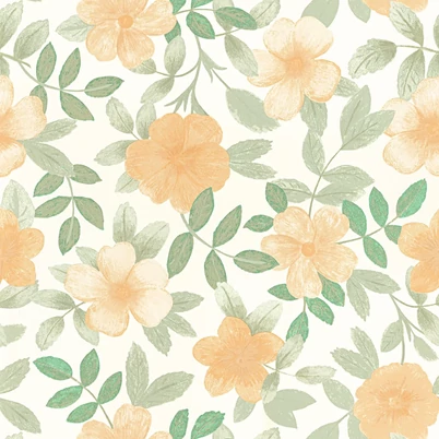 Caselio Virág mintás zöld-sárga vinyl tapéta Gaia Vert Orange 53 cm X 10 m