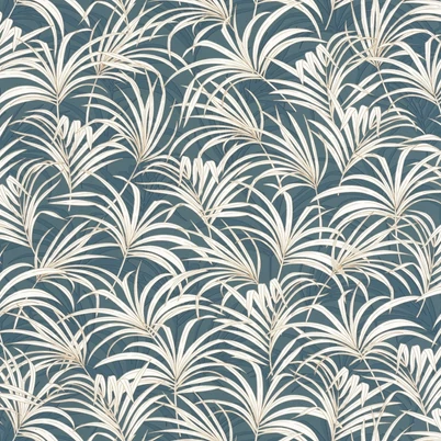 Caselio Art deco levélmintás kék vinyl tapéta Richard Bleu Canard 53 cm X 10 m