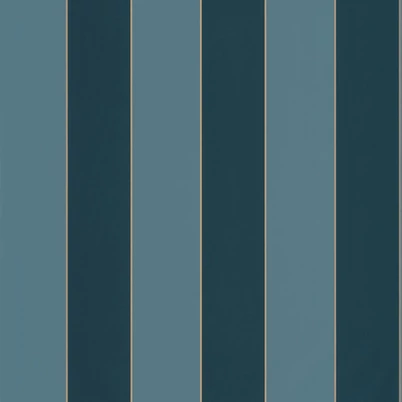 Caselio Elegáns csíkos kék vinyl tapéta arany széllel Moonlight Golden Lines Bleu Paon Ocean 53 cm X 10 m