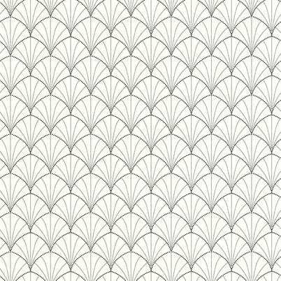 Caselio Pálma mintás art deco fehér-fekete vinyl tapéta Edgar Blanc Noir 53 cm X 10 m