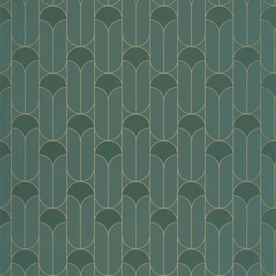 Caselio Geometriai mintás art deco sötétzöld vlies tapéta Paris Vert Anglais 53 cm X 10 m