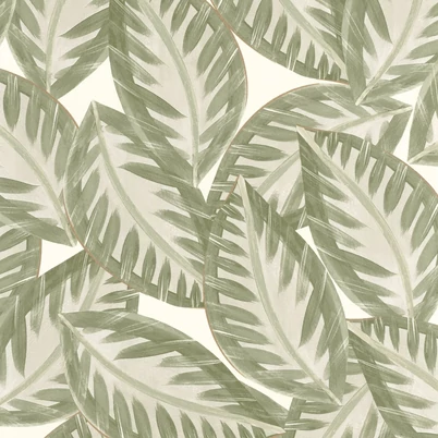 Caselio Levélmintás modern keki zöld vinyl tapéta Caracas Vert Kaki Or 53 cm X 10 m