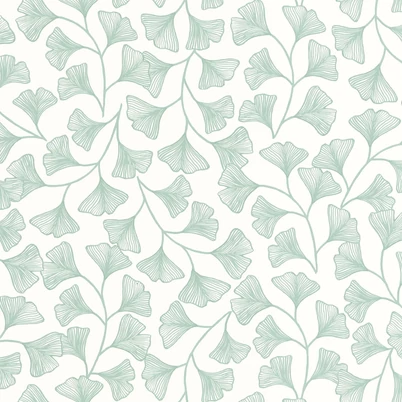 Caselio Ginkgo mintás kékes zöld vlies tapéta Osaka Vert D'Eau 53 cm X 10 m