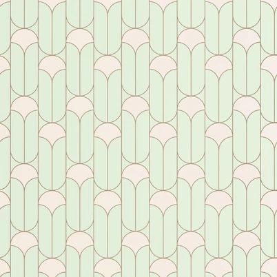 Caselio Geometriai mintás art deco mandulazöld vlies tapéta Paris Vert Amande 53 cm X 10 m