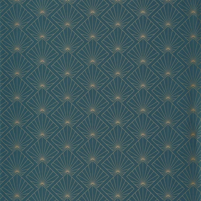 Caselio Geometriai mintás zöldes kék-arany vlies tapéta Sunrise Teal Blue Dore 53 cm X 10 m