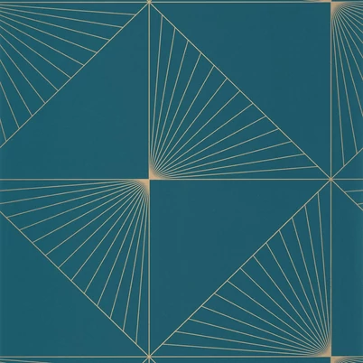 Caselio Geometriai mintás modern kék-arany vinyl tapéta Moonlight Sunset Teal Blue Dore 53 cm X 10 m