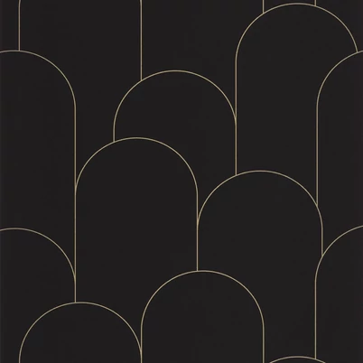 Caselio Elegáns art deco fekete vinyl tapéta Ornament Noir Dore 53 cm X 10 m