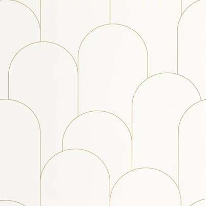 Caselio Elegáns art deco fehér vinyl tapéta Ornament Blanc Dore 53 cm X 10 m