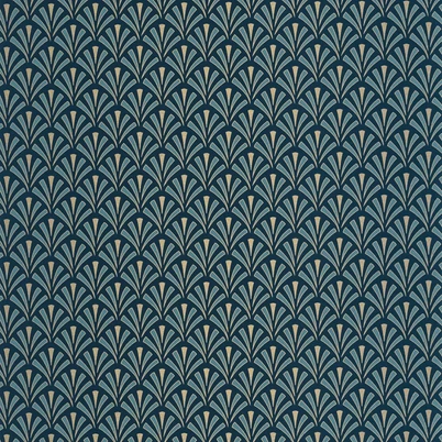 Caselio Palmetta mintás art deco sötétkék-arany vinyl tapéta Abundance Bleu Nuit Dore 53 cm X 10 m