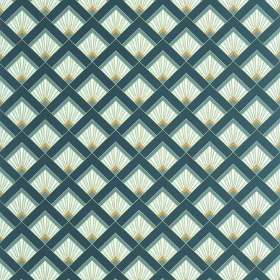 Caselio Art deco glamúr kék-arany vinyl tapéta Effervescence Bleu Canard Dore 53 cm X 10 m