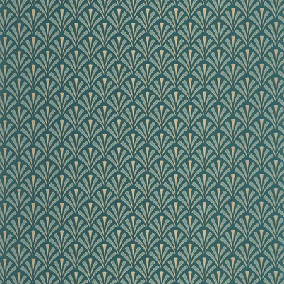Caselio Palmetta mintás art deco kék-arany vinyl tapéta Abundance Bleu Canard Dore 53 cm X 10 m