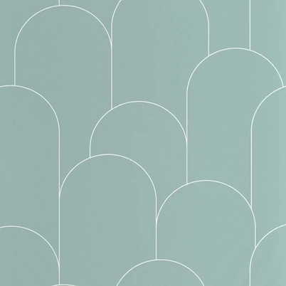 Caselio Elegáns art deco zöld vinyl tapéta Ornament Vert D'Eau Blanc 53 cm X 10 m