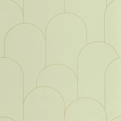 Caselio Elegáns art deco mandulazöld vinyl tapéta Ornament Vert Amande Dore 53 cm X 10 m