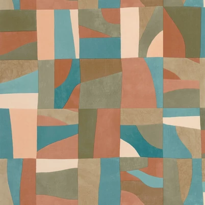 Caselio Absztrakt mintás modern terrakotta-zöld vinyl tapéta Aix Terracota Vert 53 cm X 10 m