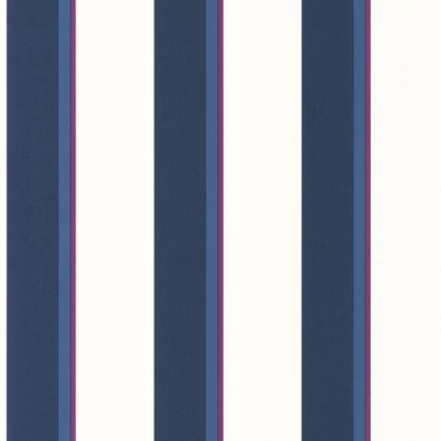 Caselio Elegáns csíkos kék vinyl tapéta lila szegéllyel Linear Bleu 53 cm X 10 m