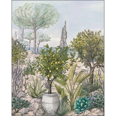 Caselio Színes vlies poszter tapéta mediterrán növényekkel Baux De Provence Cal Vert 50 cm X 3 m