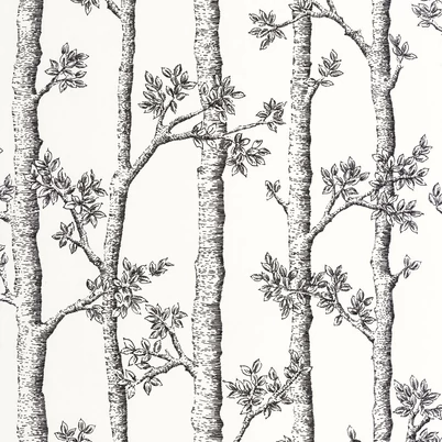 Caselio Fa mintás modern fekete-fehér vlies tapéta Automne Blanc 53 cm X 10 m