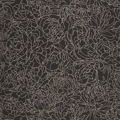 Caselio Fényes virág mintás elegáns fekete vinyl tapéta Glow Noir Or 53 cm X 10 m