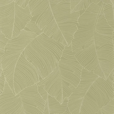 Caselio Nagy levél mintás modern keki zöld vinyl tapéta Vegetalia Kaki 53 cm X 10 m