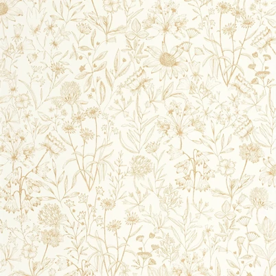 Caselio Romantikus vadvirágos sárga vinyl tapéta Jardin De Giverny Blanc Or 53 cm X 10 m