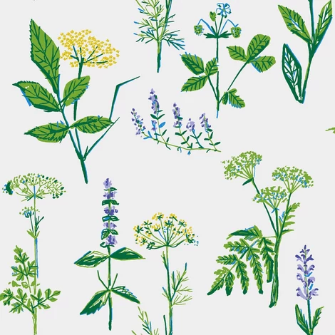 Boras Fűszernövényes színes vlies tapéta Lisbet Jobs Köksväxter Multi 53 cm X 10 m