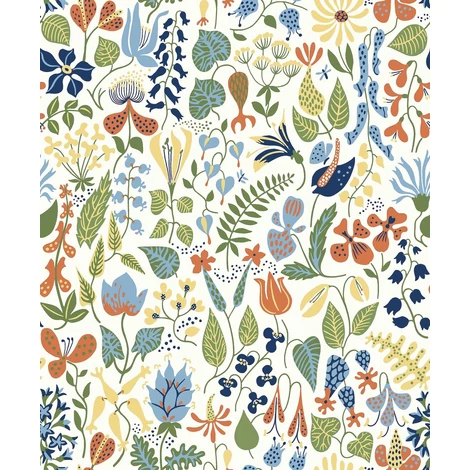 Boras Vidám virág mintás színes vlies tapéta Stig Lindberg Herbarium Multi 53 cm X 10 m