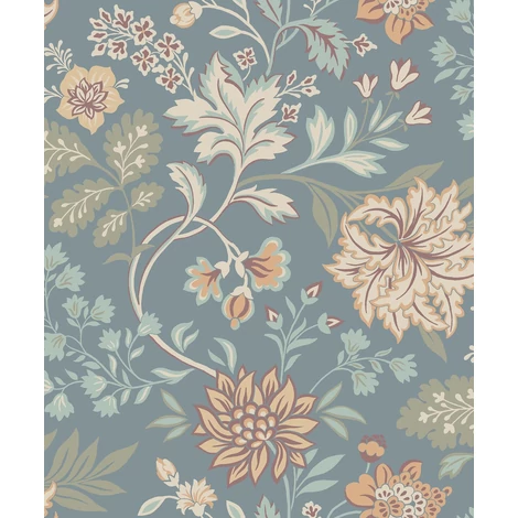 Boras Romantikus virágos kék vlies tapéta Alicia Blue 53 cm X 10 m