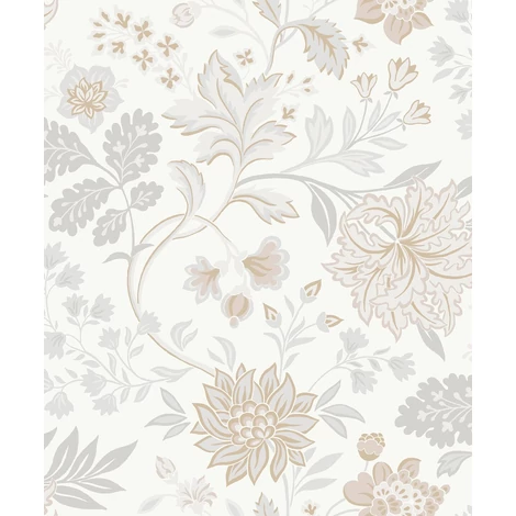 Boras Romantikus virágos bézs vlies tapéta Alicia White 53 cm X 10 m