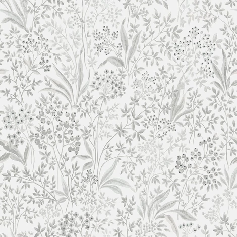 Boras Romantikus levél mintás szürke vlies tapéta Nocturne Grey 53 cm X 10 m