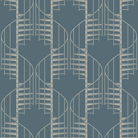 Boras Geometriai mintás kék vlies tapéta Staircase Blue 53 cm X 10 m