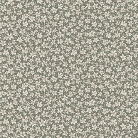 Boras Apró virágos zöld vlies tapéta Skogsblomst Green 53 cm X 10 m