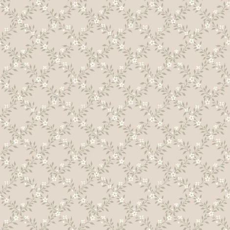 Boras Romantikus virágos rácsos bézs vlies tapéta Sommarslöja Beige 53 cm X 10 m