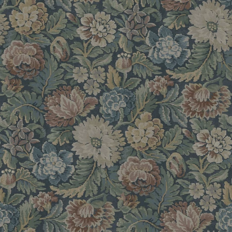 Boras Jacquard hatású virágos sötétzöld vlies tapéta Nightingale Garden Multi 53 cm X 10 m