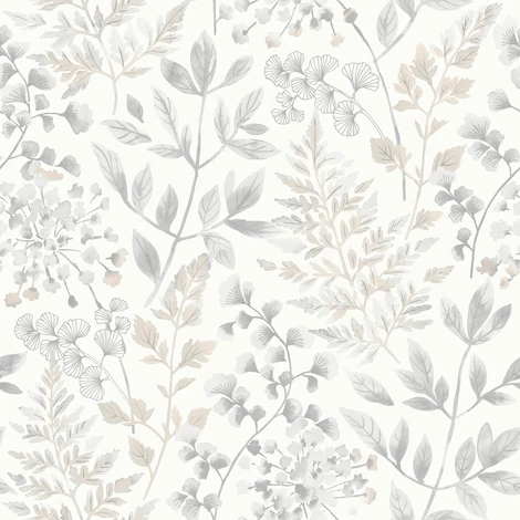 Boras Vintage levél mintás szürke vlies tapéta Sigrid Grey 53 cm X 10 m