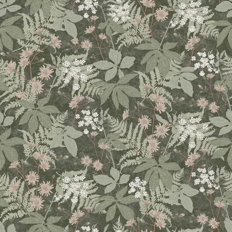 Boras Levél mintás zöld vlies tapéta Lindskog Green 53 cm X 10 m