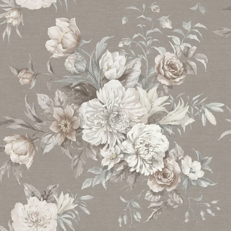 Boras Klasszikus virágcsokros szürke vlies tapéta Floral Charm Grey 53 cm X 10 m