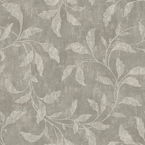 Boras Elegáns fényes levélmintás szürke vlies tapéta Rosewood Night Grey 53 cm X 10 m