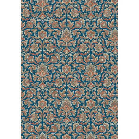 Boras Barokk Ornamentikás kék vlies tapéta Foglavik Blue 53 cm X 10 m