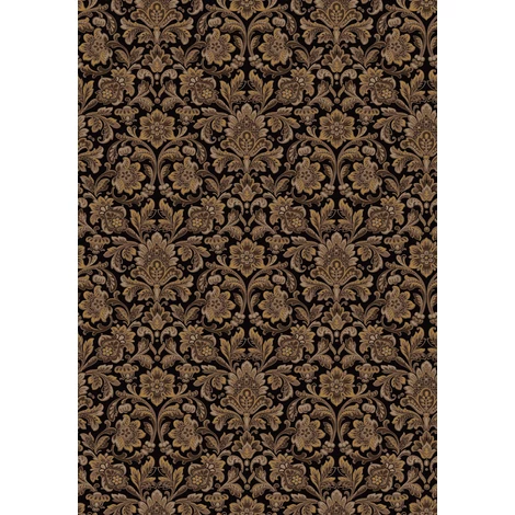 Boras Barokk Ornamentikás fekete-barna vlies tapéta Foglavik Black 53 cm X 10 m