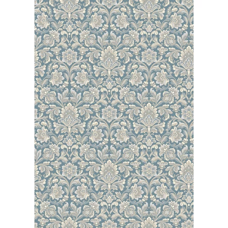 Boras Barokk Ornamentikás kék vlies tapéta Foglavik Blue 53 cm X 10 m