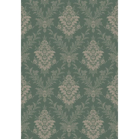 Boras Elegáns virág ornamentikás zöld vlies tapéta Sofia Green 53 cm X 10 m