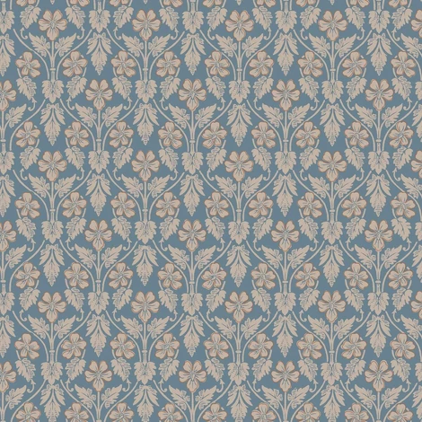 Boras Skandináv virág mintás kék vlies tapéta Nora Blue 53 cm X 10 m