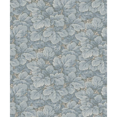 Boras Gobelin hatású klasszikus levél mintás kék vlies tapéta Waldemar Blue 53 cm X 10 m