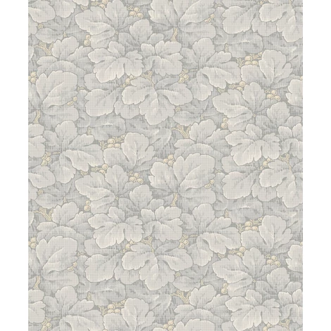 Boras Gobelin hatású klasszikus levél mintás szürke vlies tapéta Waldemar Grey 53 cm X 10 m