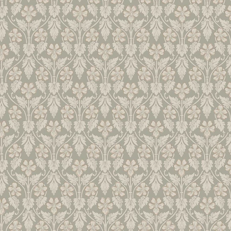 Boras Skandináv virág mintás zöld vlies tapéta Nora Green 53 cm X 10 m