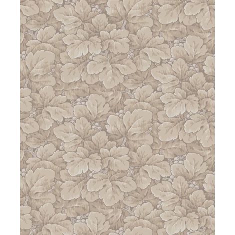 Boras Gobelin hatású klasszikus levél mintás barna vlies tapéta Waldemar Beige 53 cm X 10 m