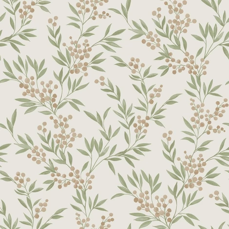 Boras Apró bogyós zöld-bézs vlies tapéta Forest Berries Multi 53 cm X 10 m