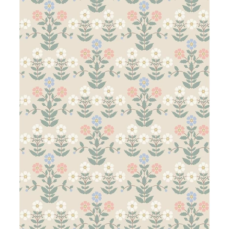 Boras Klasszikus skandináv virág mintás rózsaszín vlies tapéta Sippor Multi 53 cm X 10 m