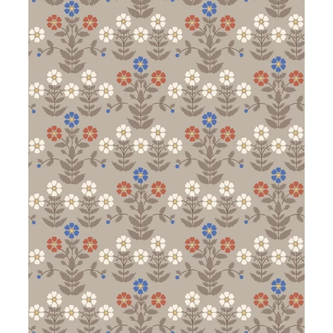 Boras Klasszikus skandináv virág mintás barna vlies tapéta Sippor Multi 53 cm X 10 m
